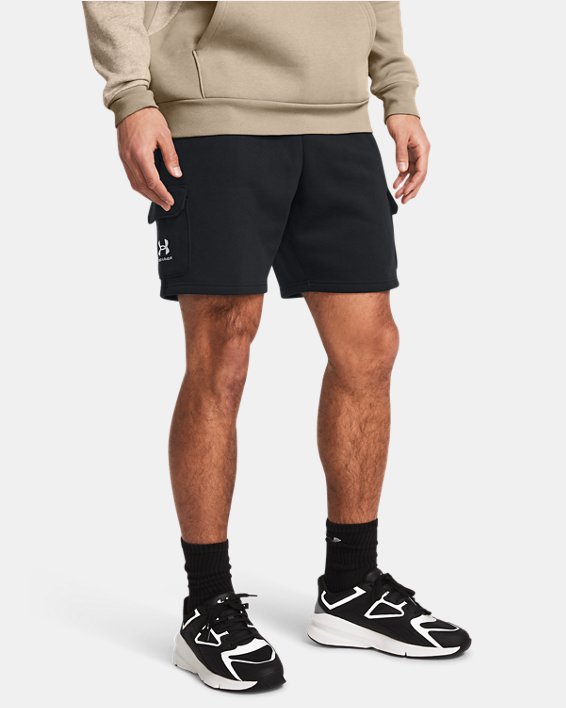 Men's UA Icon Fleece Cargo Shorts in Black image number 0